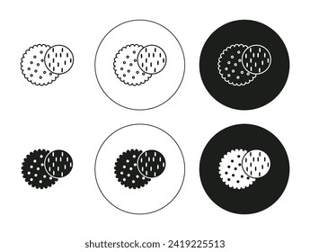 Biscuit icon vector line logo art icon mark. Biscuit icon outline drawing set