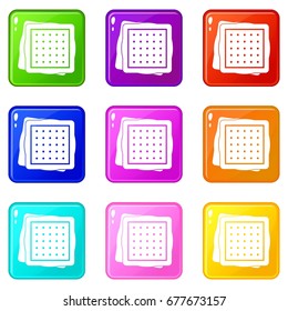 Biscuit icons of 9 color set isolated vector illustration