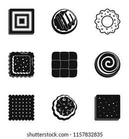 Biscuit icons set. Simple set of 9 biscuit vector icons for web isolated on white background