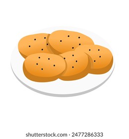 Vector de ilustración de galletas. Galleta en plato