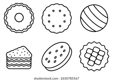 biscuit line art handmade style for dessert packaging