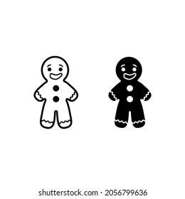 Biscuit Man line and solid icon. Gingerbread Man outline style pictogram on white background. Christmas Cookie for mobile concept and web design. Vector graphics