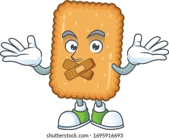 Biscuit mascot cartoon design with quiet finger gesture