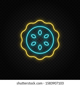 biscuit neon icon. Blue and yellow neon vector icon.