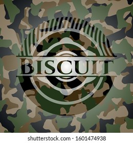 Biscuit on camouflaged texture. Vector Illustration. Detailed.