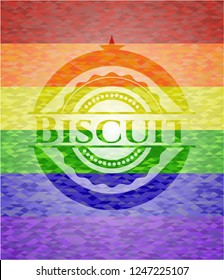 Biscuit on mosaic background with the colors of the LGBT flag