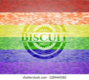 Biscuit on mosaic background with the colors of the LGBT flag