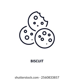 biscuit outline icon.  Thin line icon from fast food collection. Editable vector isolated on white background