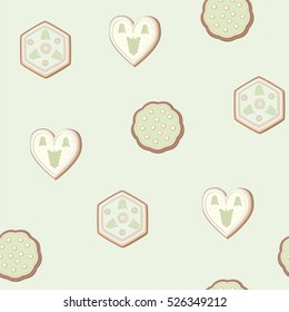 Biscuit pattern,  cookies of different shapes with different fillings, vector

