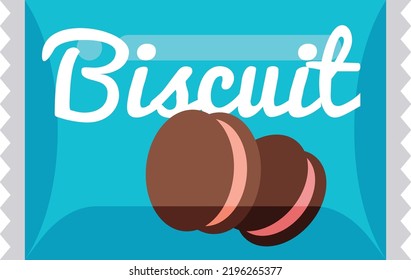 Biscuit in plastic bag. Cartoon sweet snack icon