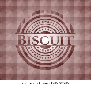 Biscuit red seamless emblem with geometric background.