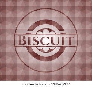 Biscuit red seamless emblem with geometric pattern background.