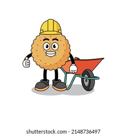 caricatura redonda de galletas como contratista , diseño de personajes