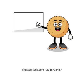 biscuit round illustration doing a presentation , character design