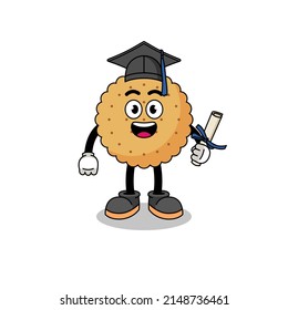 biscuit round mascot with graduation pose , character design