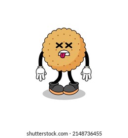 ilustración de mascota redonda de galletas está muerta, diseño de caracteres