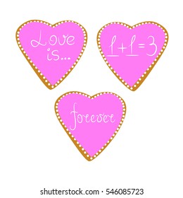 Biscuit in the shape of a heart with text