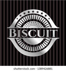 Biscuit silver emblem. Vector Illustration. Mosaic.