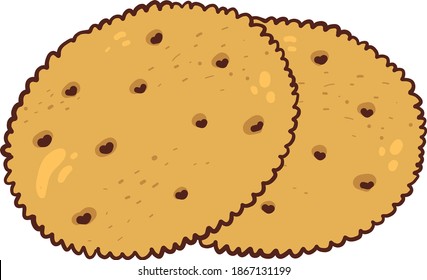 Biscuit snack, illustration, vector on white background.