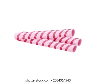 Biscuit sticks on a white isolated background. . Sweet waffle chocolate biscuit with pink stripes . Strawberry taste .Cartoon vector illustration.