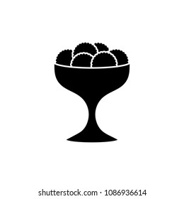 biscuit or sweets on a plate vector icon. Illustration on a flat design style