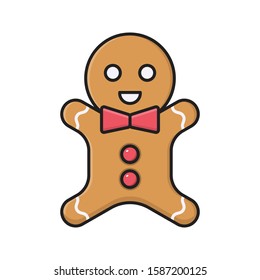 biscuit vector flat color line icon 