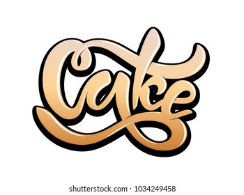 Biscuit. Vector hand lettering word in bright gradient color isolated on white background. Shiny and light word «Biscuit» with black outline. Concept for logo, card, typography, poster, print. 