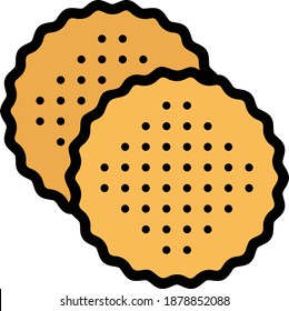 Biscuit Vector Icon in Filled Line Style. a biscuit is a small piece of bread, which after baking usually has a somewhat firm, dry exterior and a soft, crumbly interior. Vector icon for app, web, logo