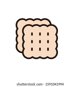 Biscuit vector illustration with simple design isolated on white background. Biscuit icon with filled line design