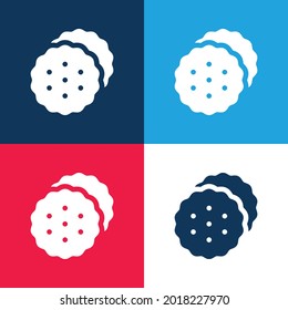 Biscuits blue and red four color minimal icon set