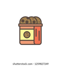 Biscuits chips filled outline icon, line vector sign, linear colorful pictogram isolated on white. Cookies package symbol, logo illustration. Pixel perfect vector graphics