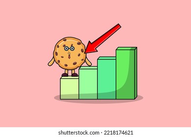 Biscuits cute businessman mascot character with a inflation chart cartoon style design