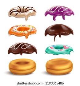 Biscuits Donuts Frostings Realistic Set 