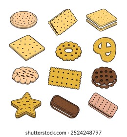 Biscuits doodle hand drawn isolated on white background