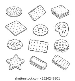 Biscuits doodle hand drawn isolated on white background