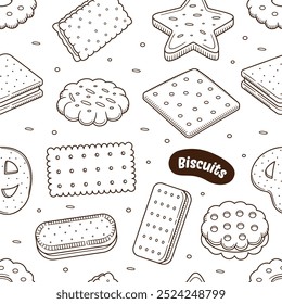 Biscuits doodle hand drawn seamless pattern