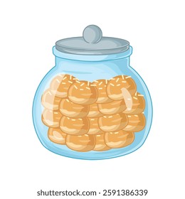 Biscuits in a glass jar. Vector illustration isolated on white background.