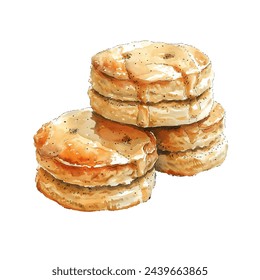 biscuits and gravy vector illustration in watercolour style