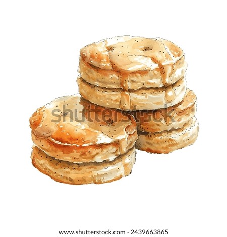 biscuits and gravy vector illustration in watercolour style