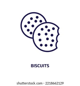 biscuits icon from food collection. Thin linear biscuits, cake, biscuit outline icon isolated on white background. Line vector biscuits sign, symbol for web and mobile