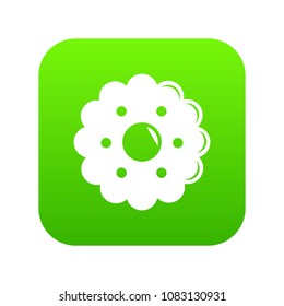 Biscuits icon green vector isolated on white background