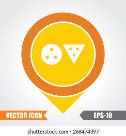Biscuits Icon On Map Pointer. Eps.-10.