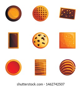 Biscuits icon set. Cartoon set of 9 biscuits vector icons for web design isolated on white background