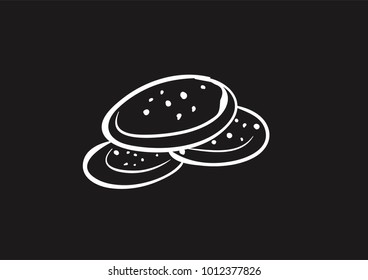 biscuits icon vector doodle flat black