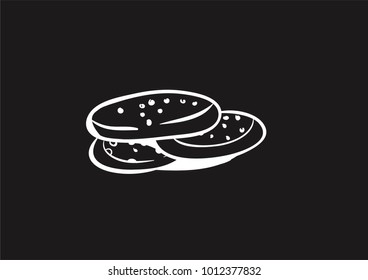 biscuits icon vector doodle flat black