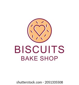 Kekse Logo, Vektordesign. Symbol für das Symbol des Bäckereiwerkes auf der Bildseite. Cupcake-Produktemblem für Unternehmen und Unternehmen