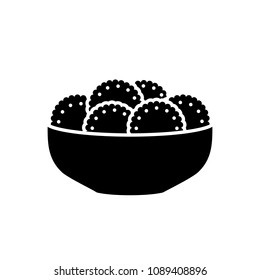 Biscuits or sweets on a plate vector icon. iso ated on a white background. Illustration on a flat design style. Image suitable for cafe, bar, coffeine,