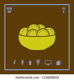 Biscuits or sweets on a plate vector icon. iso ated on a white background. Illustration on a flat design style. Image suitable for cafe, bar, coffeine