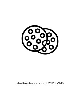 Biscuits vector icon in linear, outline icon isolated on white background