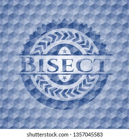 Bisect blue emblem with geometric pattern background.